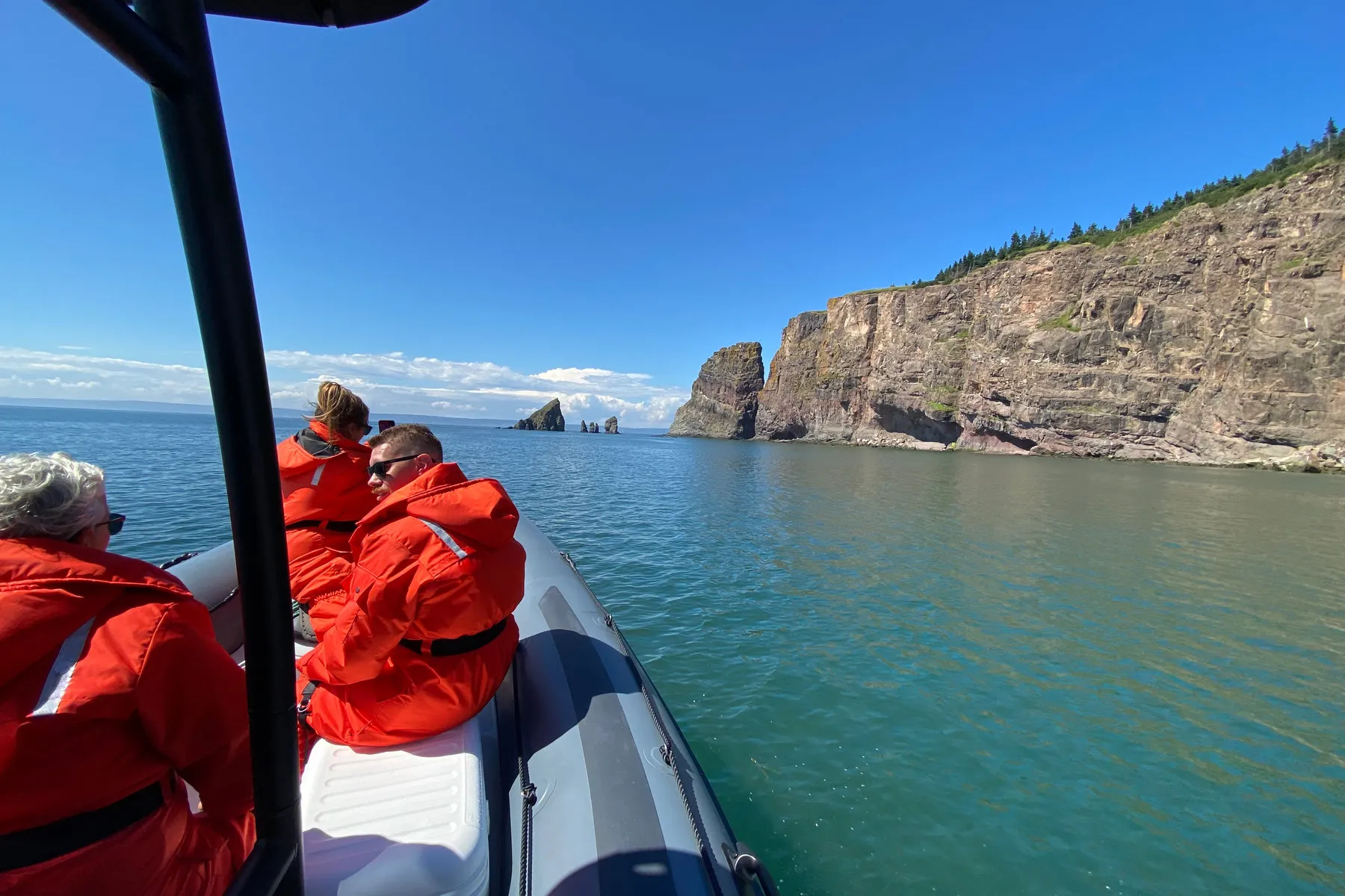 Sea cliffs and open water on the Bay of Fundy